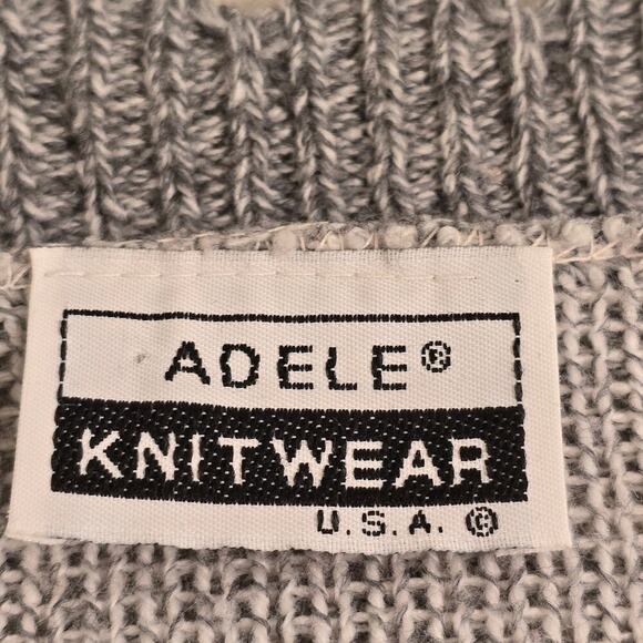 VTG Adele Knitwear Gray Sweater Crew Neck Cottagecore Cozy Catlady Grandma Core - Picture 6 of 7